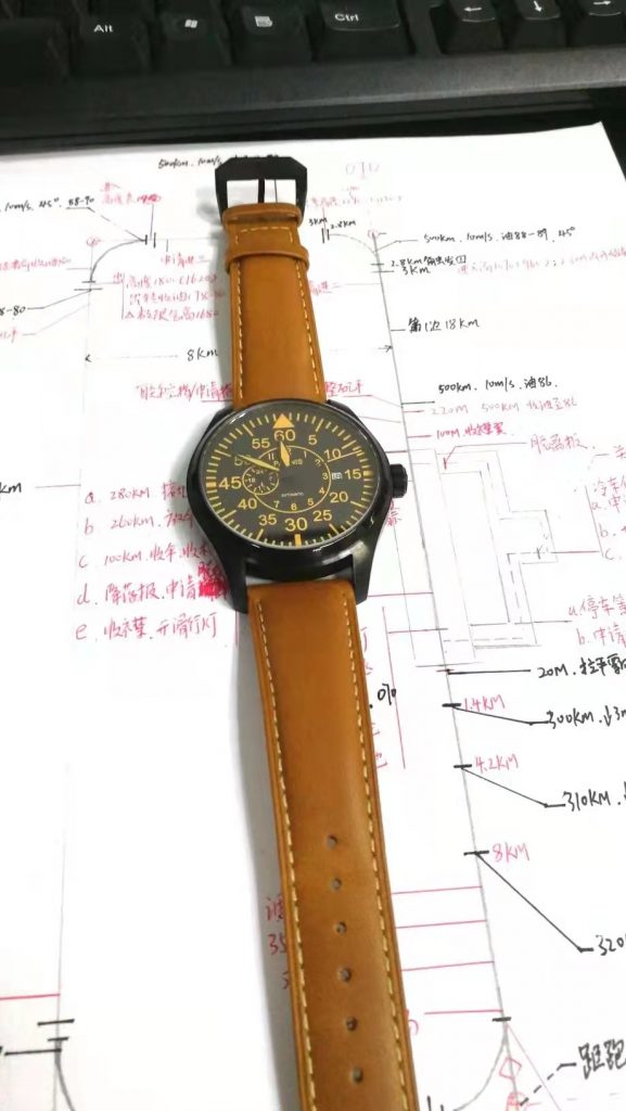 Parnis Pilot Watch Brown Leather