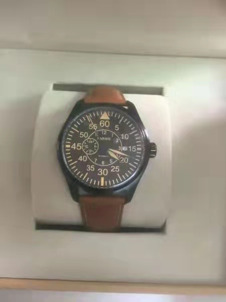 Parnis Pilot Watch with Brown Leather Strap