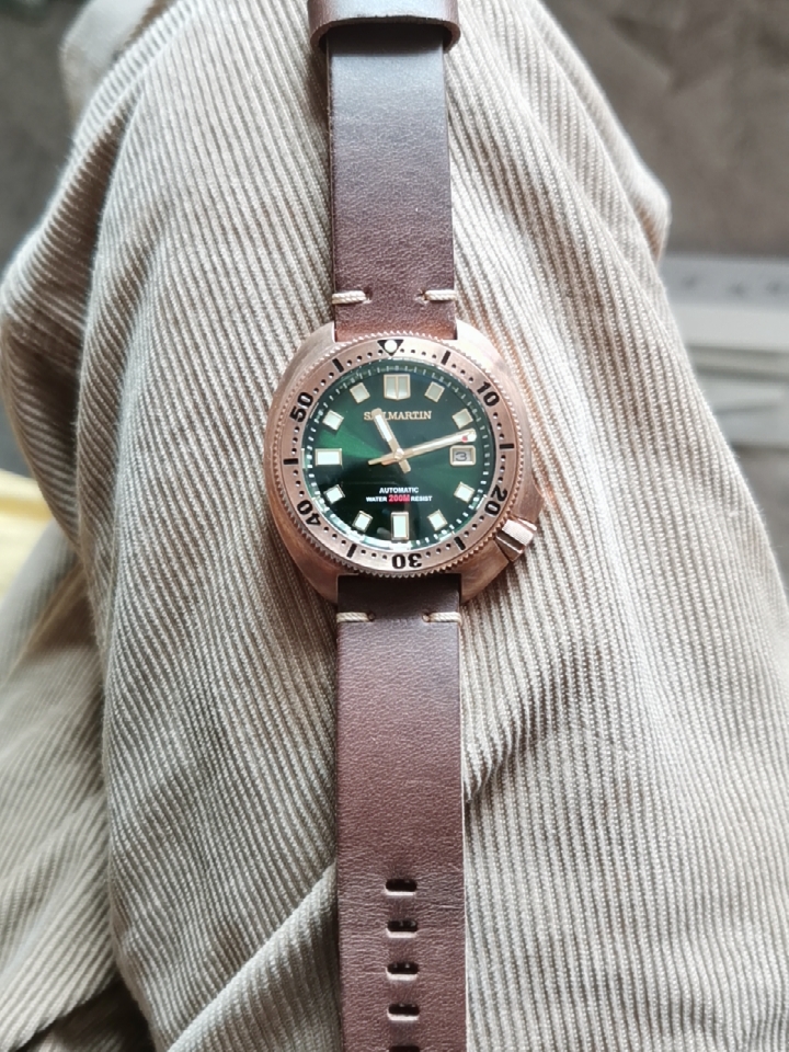 San Martin 44mm Diver with Brown Leather Strap