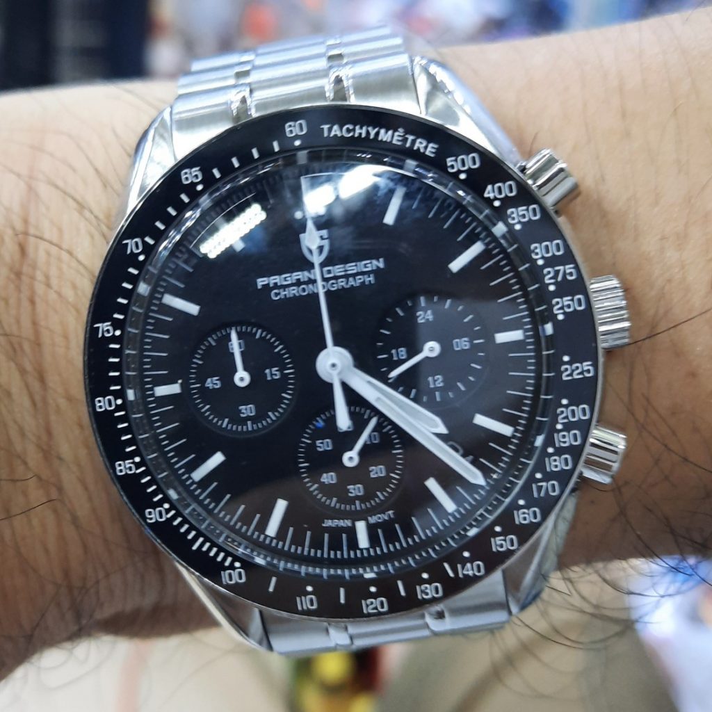 Pagani Design Omega Moon Watch Wrist Shot