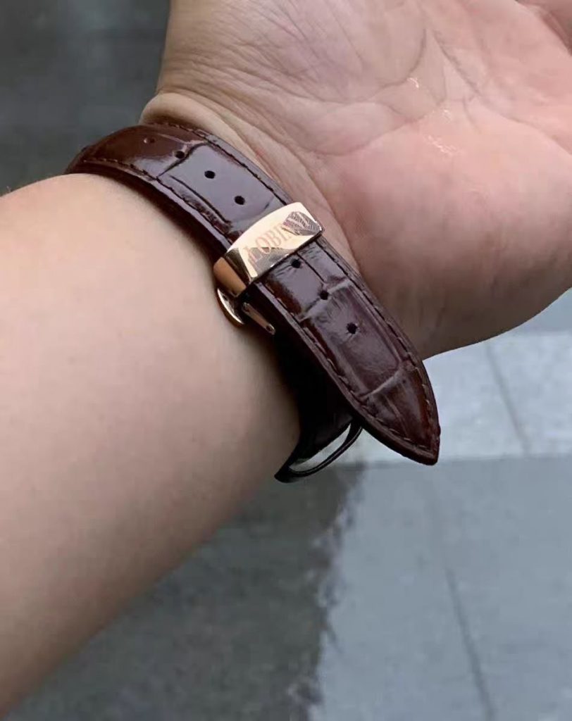 Lobinni Rose Gold Brown Leather Strap